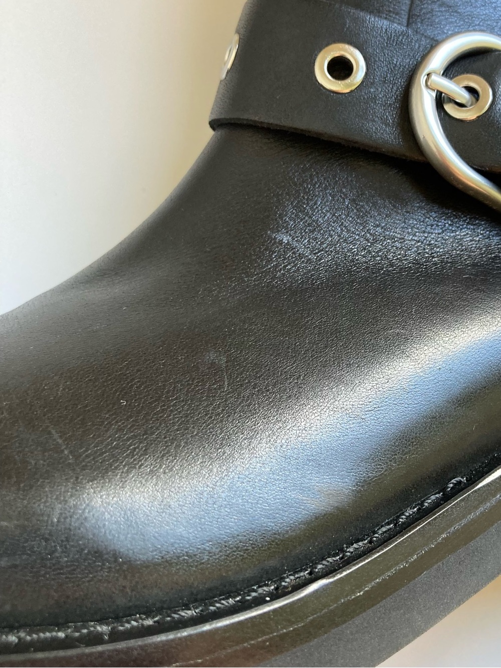 Rag & Bone Jax Black Leather Square Toe Chunky Moto Buckle Boots, NWOB Sz 39.5/9 - Picture 14 of 16